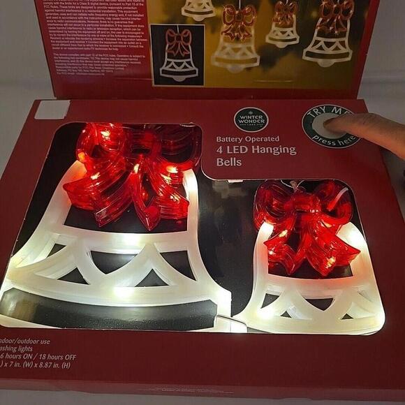 Winter Wonder Lane Battery operated‎ 8 LED Christmas Hanging Bells Total In/Out - Picture 12 of 14